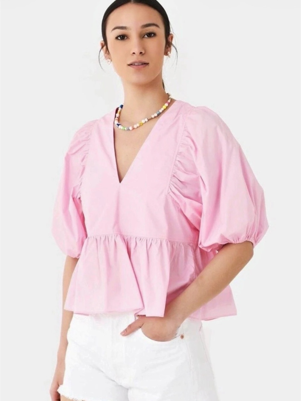 Hunter Bell Landry Top Pink Puff Sleeve Top Size XS
